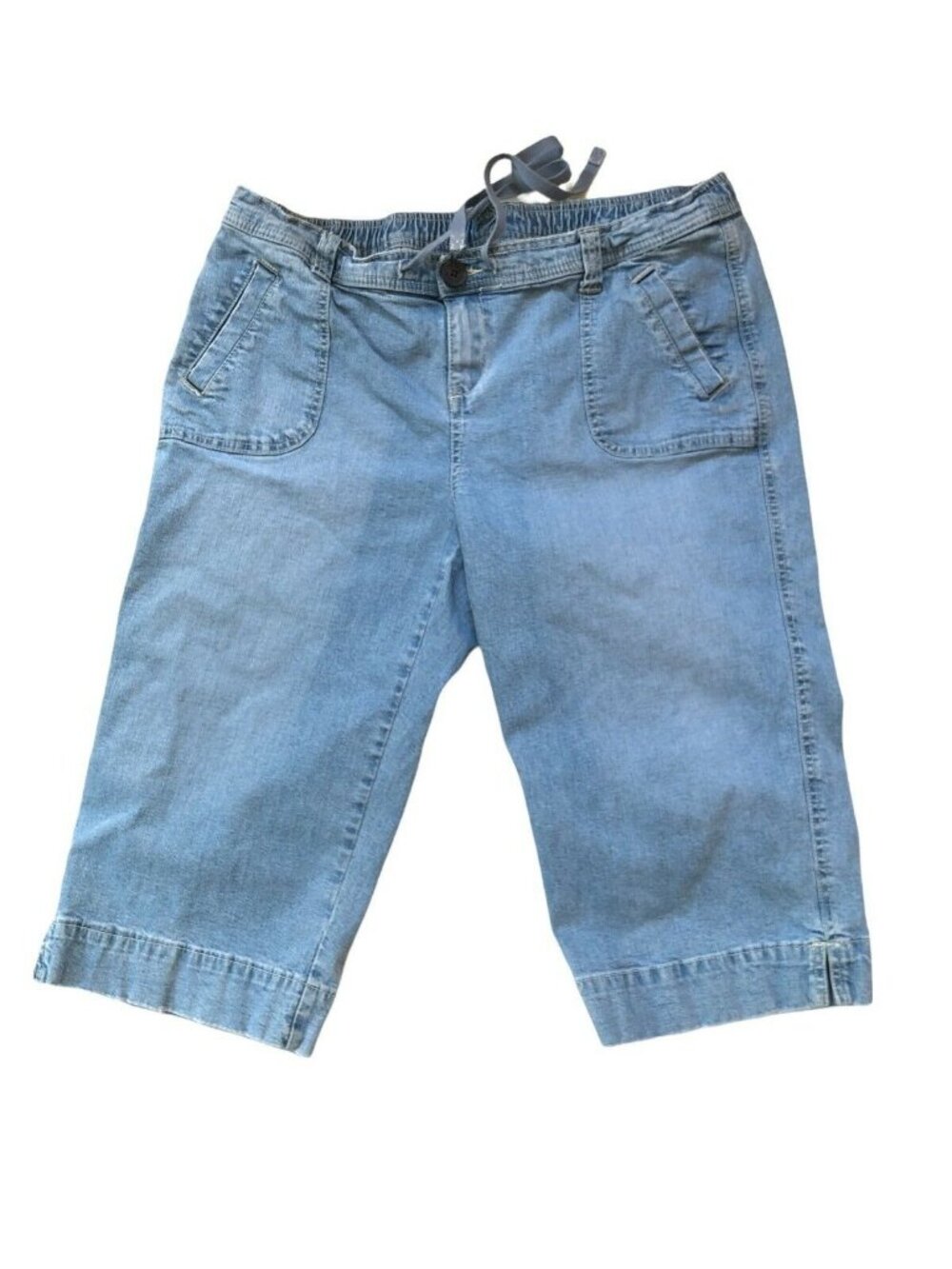 Oh Baby Capri Jeans Elastic Drawstring Waist Womens Large Maternity Pockets